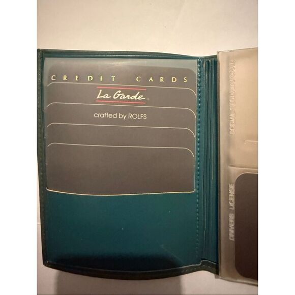 Vintage La Garde by Rolfs Women's Cowhide Leather Purse Wallet Green NWOT - Picture 9 of 10